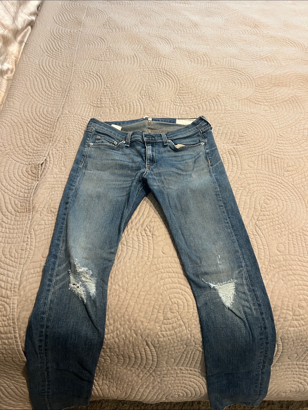 rag & bone Women's Skinny Distressed Blue Jeans